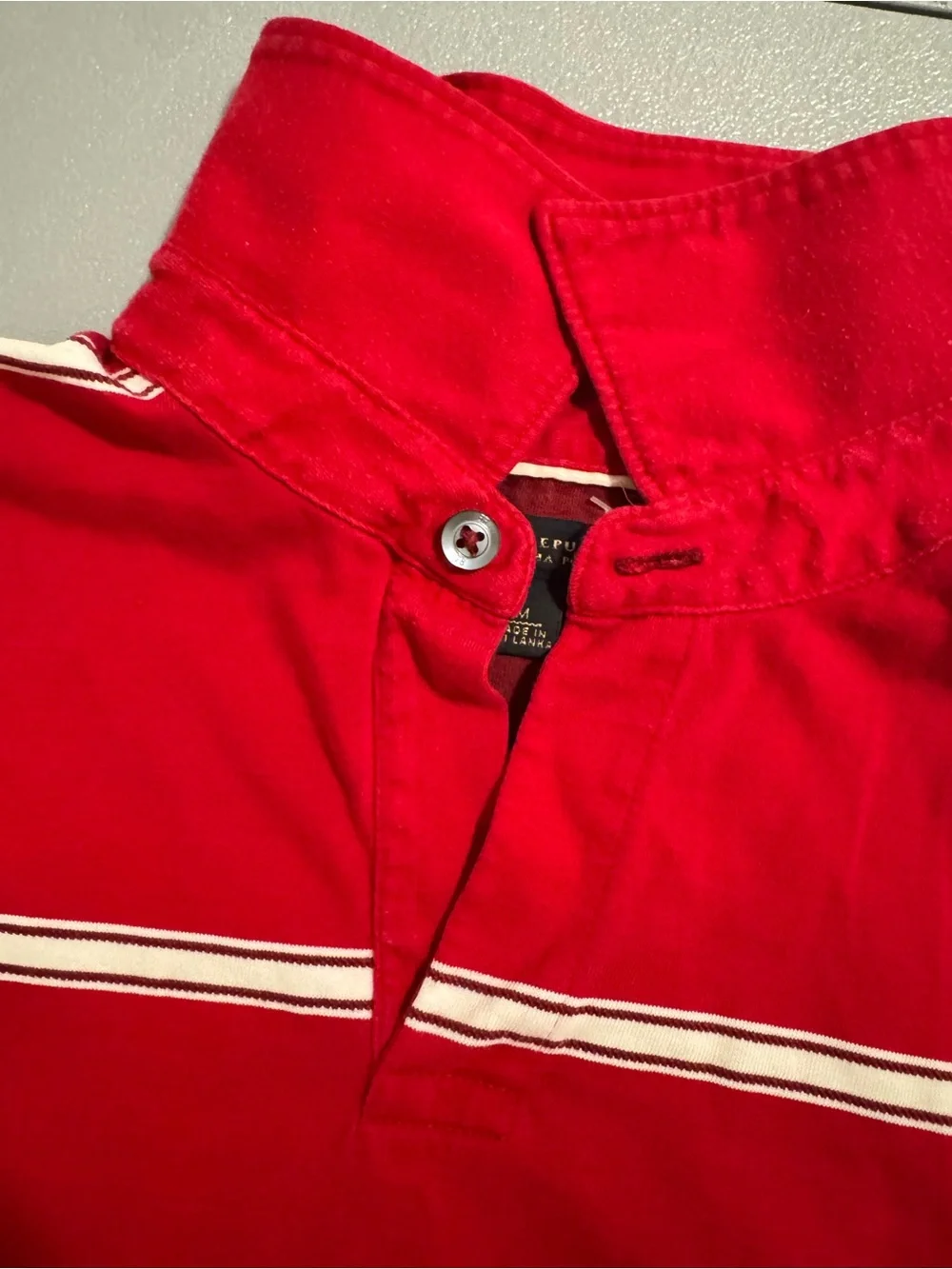 Banana Republic Red 100% Cotton Polo with White Stripes Size M